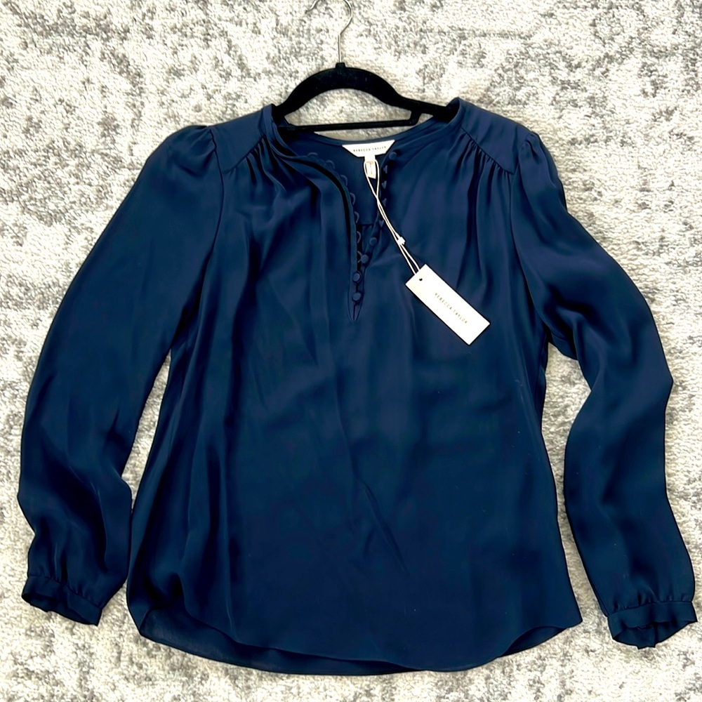 Rebecca Taylor Button Up Navy Top Size 0